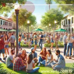 Loma Linda: “Pessoas sorridentes em um parque, conversando”